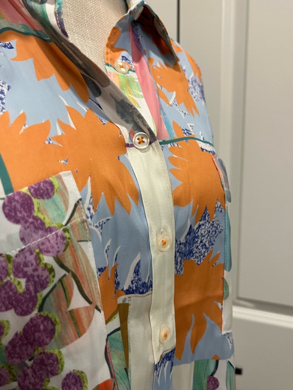 by Anthropologie Relaxed Long Sleeve Floral Button Shirt Size XL Tunic Career - Picture 5 of 14